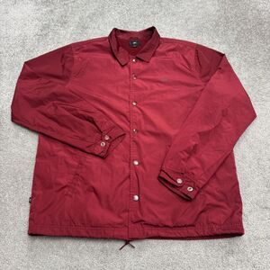Obey Worldwide Coach Snap Button Up Windbreaker Jacket Mens XL Red Lined Outdoor